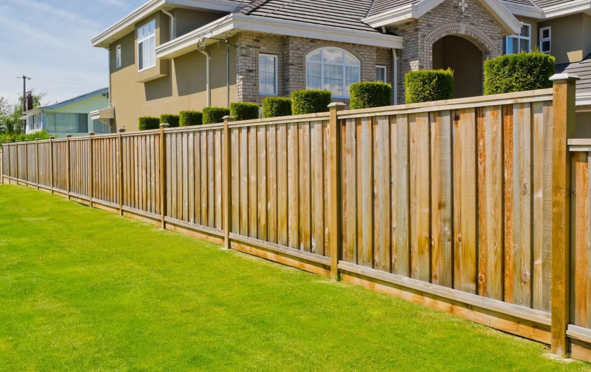 Professional fence installation in Aiken, SC showing quality wood fencing